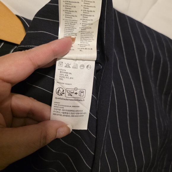 Arket Black Pinstripe Wrap Cotton Dress - Picture 7 of 8